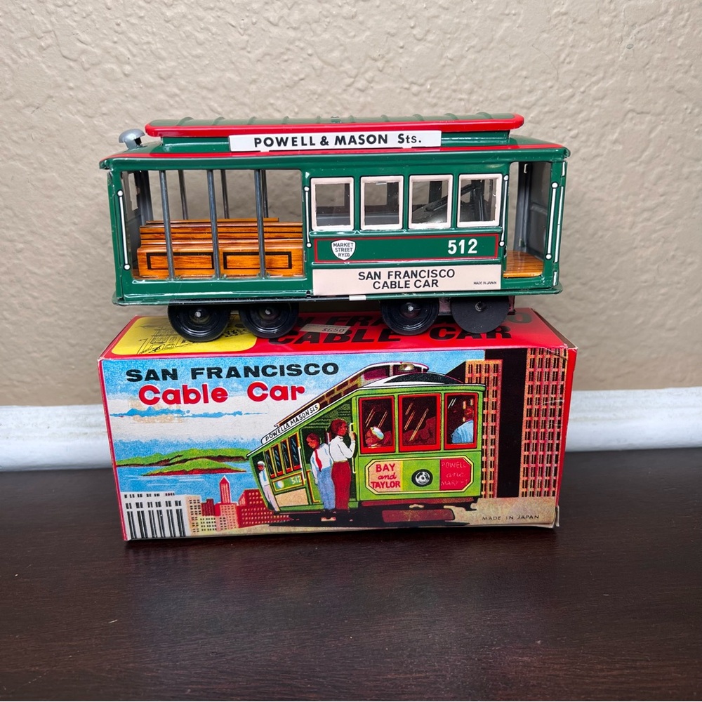 Classic San Francisco Cable Car Toy - Green and Red